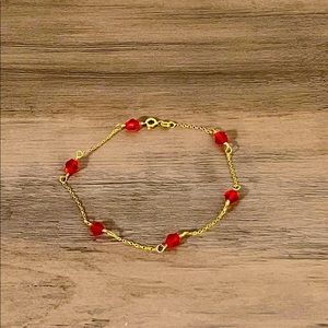 14k Solid Gold over silver Ruby Swarovski bracelet